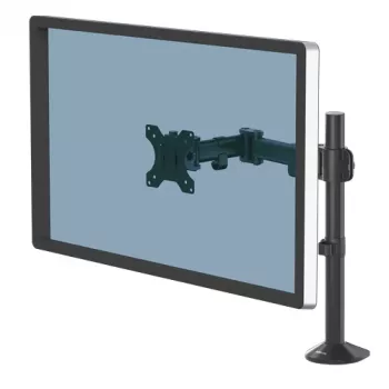 Fellowes Reflex monitora statīvs - Monitora stiprinājums 8 kg smagiem 32 collu ekrāniem - Regulējams monitora galda statīvs - Noliekšana 45°, pagriešana 180°, rotācija 360°, VESA 75 x 75/100 x 100 - Melns