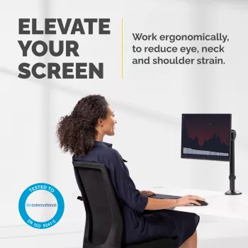 Fellowes Reflex monitora statīvs - Monitora stiprinājums 8 kg smagiem 32 collu ekrāniem - Regulējams monitora galda statīvs - Noliekšana 45°, pagriešana 180°, rotācija 360°, VESA 75 x 75/100 x 100 - Melns