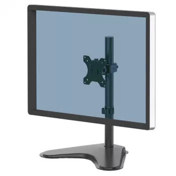 Fellowes Seasa viena monitora svira – brīvi stāvošs monitora statīvs 8 kg monitoriem ar 32 collu ekrāniem – ergonomiski regulējama monitora svira – slīpums 45°, pagriešana 120°, rotācija 360°, VESA 75 x 75/100 x 100 – melna