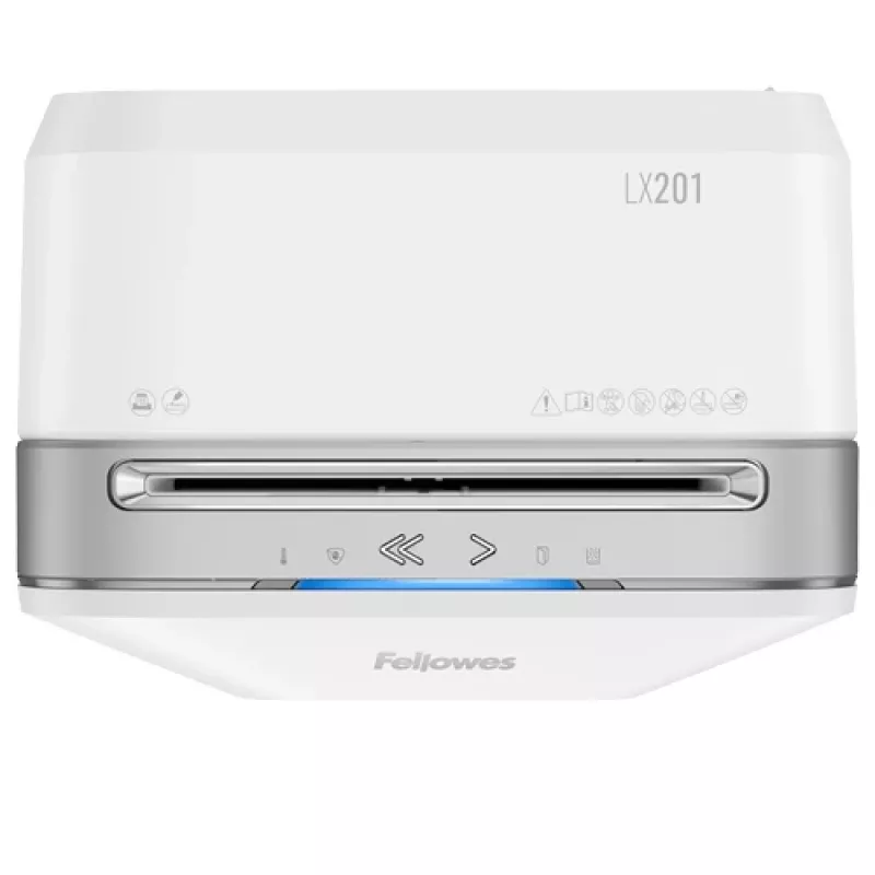 Fellowes Powershred LX201 Micro-Cut smalcinātājs balts, Micro-cut smalcināšana, 23 cm, 2 x 12 mm, 22 L, pieskāriena, 4 riteņi