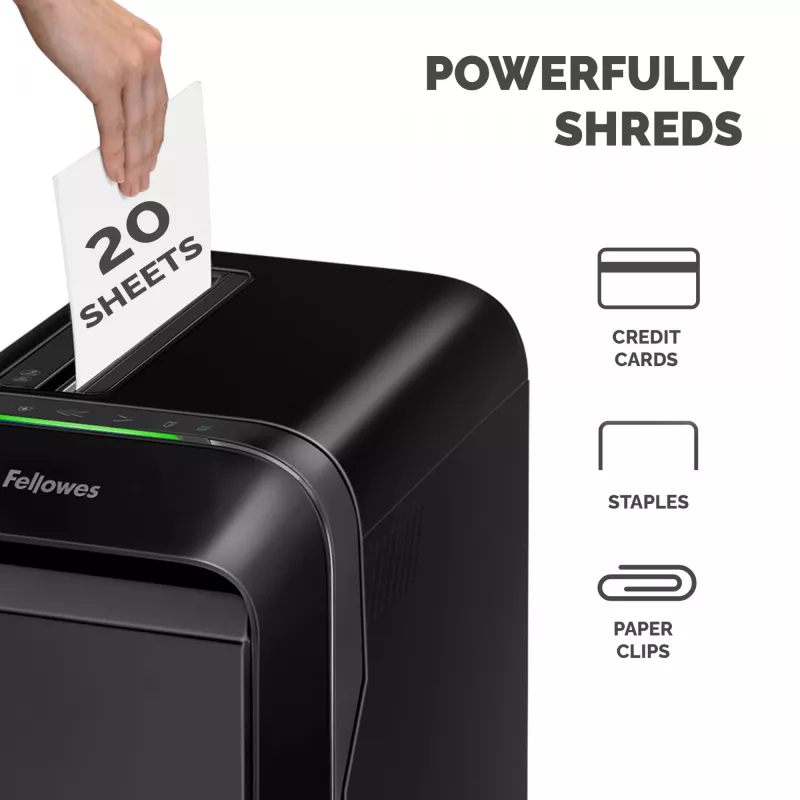 Fellowes LX sērijas Powershred LX220 papīra smalcinātājs 65 dB Melns