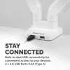 Fellowes Platinum sērijas dubultā monitora svira — monitora stiprinājums diviem 8 kg smagiem 40 collu ekrāniem — regulējams dubultā monitora galda stiprinājums — noliece 45°, pagrieziens 180°, grozīšana 360°, rotācija 360°, VESA 75 x 75/100 x 100 — balts