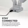Fellowes Platinum Series dubultais monitora statīvs – monitora stiprinājums diviem 8 kg 40 collu ekrāniem – regulējams dubultais monitora galda statīvs – slīpums 45°, pagrieziens 180°, grozīšanās 360°, rotācija 360°, VESA 75 x 75/100 x 100 – sudrabains