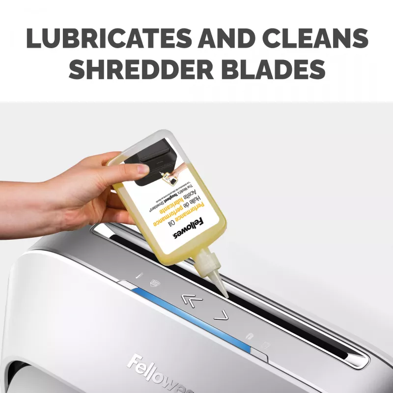 Fellowes Powershred pudelēs pildīta smērviela (355 ml), smēreļļa, 0,355 L, dzeltena, 90 mm, 35 mm, 20 mm