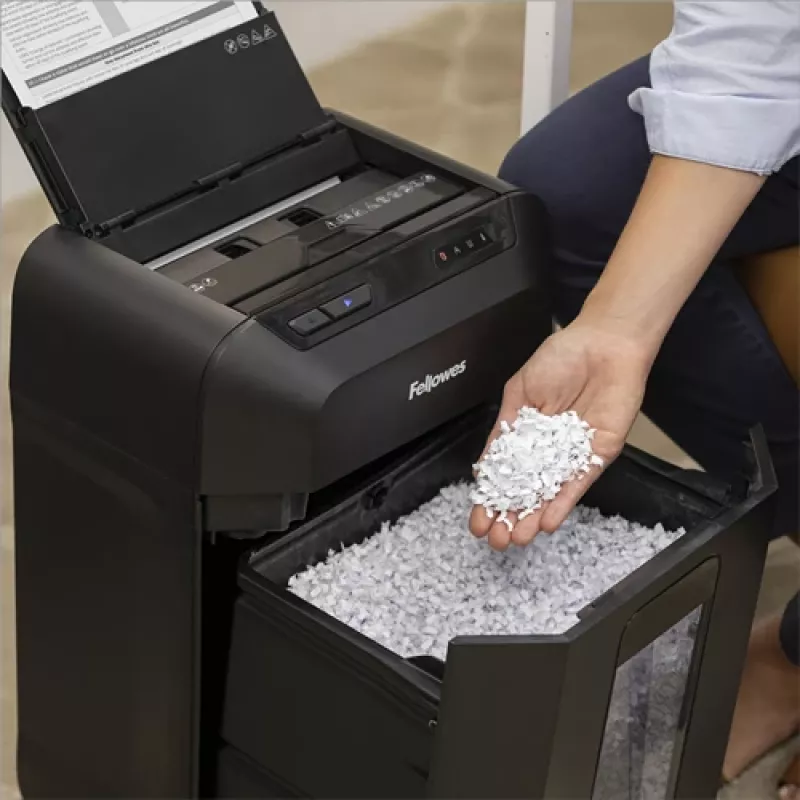 Fellowes Automax 80M papīra smalcinātājs ar daļiņveida smalcināšanu 22 cm melns
