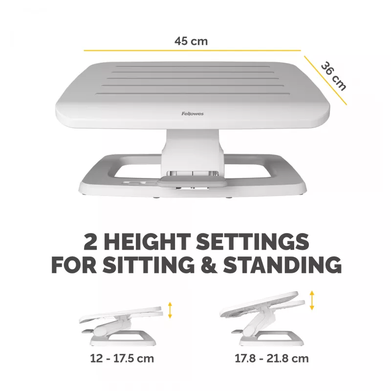 Fellowes kāju balsts zem galda - Hana LT kāju balsts ergonomisks kāju balsts - kāju balsta ķeblītis biroja un mājas lietošanai - balts