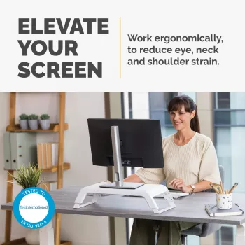 Fellowes datora monitora statīvs ar 3 augstuma regulējumiem - Hana LT monitora paaugstinājums - ergonomisks regulējams monitora statīvs datoriem - maksimālais svars 22,6 kg - balts
