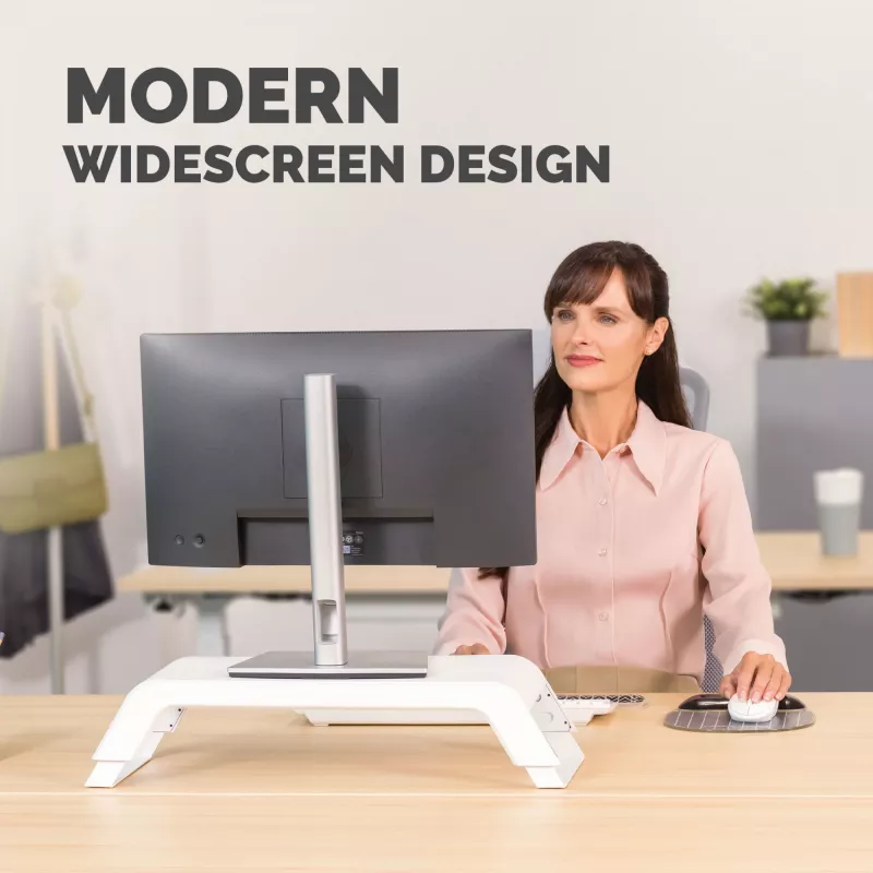 Fellowes datora monitora statīvs ar 3 augstuma regulējumiem - Hana LT monitora paaugstinājums - ergonomisks regulējams monitora statīvs datoriem - maksimālais svars 22,6 kg - balts