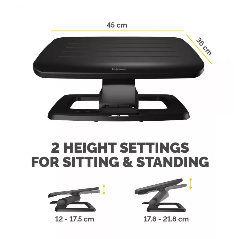 Fellowes Foot Rest Under Desk - Hana LT pēdu balsts ergonomisks pēdu balsts - pēdu balsta ķeblītis biroja un mājas lietošanai - melns