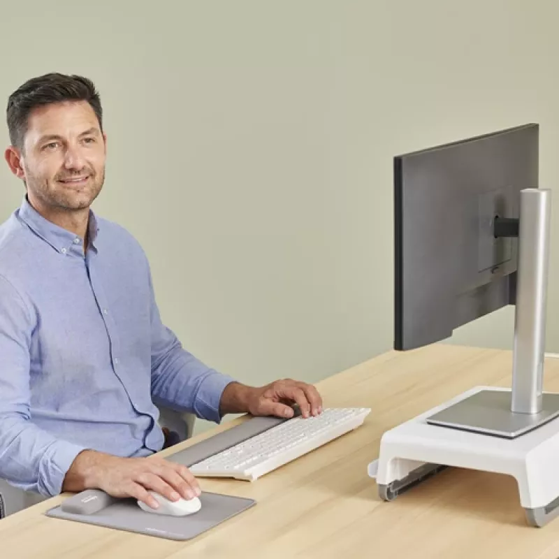 Fellowes plaukstas balsts Breyta Palm Rest ar antibakteriālu aizsardzību, ergonomisks plaukstas atbalsts, pelēks
