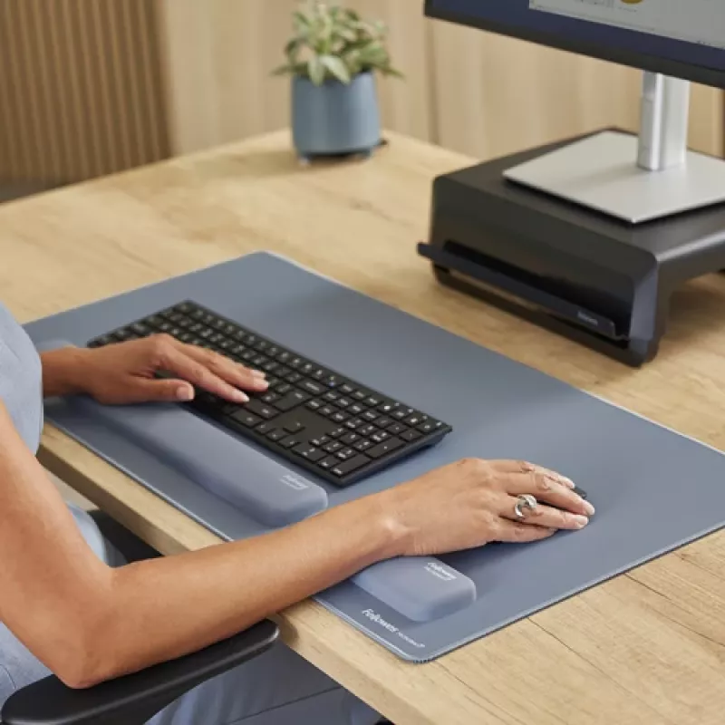 Fellowes Wrist Rest Breyta Palm Rest ar antibakteriālu aizsardzību, ergonomisks plaukstas balsts, jūras zils