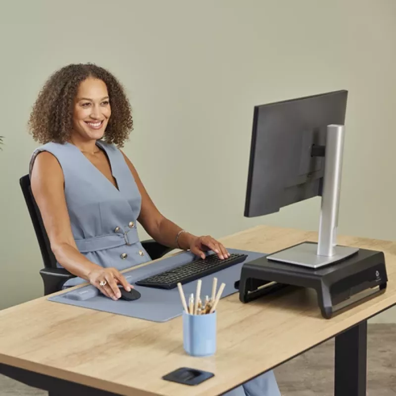 Fellowes Wrist Rest Breyta Palm Rest ar antibakteriālu aizsardzību, ergonomisks plaukstas balsts, jūras zils