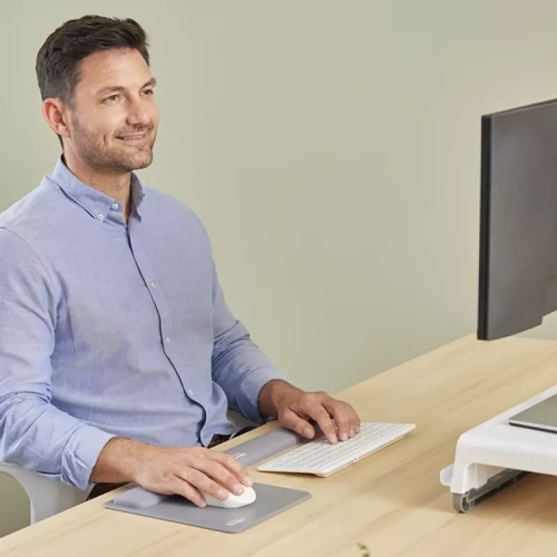 Fellowes tastatūra Wrist Rest Breyta Compact tastatūra Wrist Support ar antibakteriālu aizsardzību Ergonoms plaukstas balsts pelēks