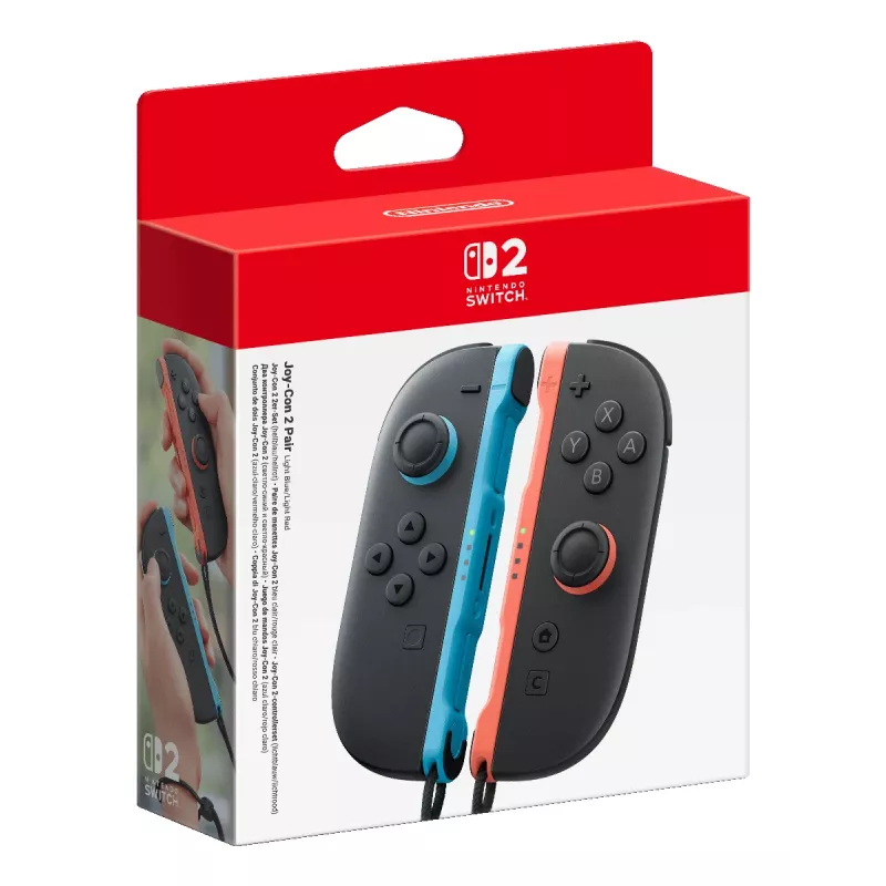 Nintendo Joy-Con 2 (L)/(R) Gaiši zila/Gaiši sarkana, kursorsvira, Nintendo Switch 2, tveršanas poga, D-pad, sākuma poga, analogais / digitālais, bezvadu, Bluetooth