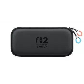 Nintendo Switch 2 pārnēsāšanas maciņš un ekrāna aizsargs, cietais maciņš, Nintendo, melns, Nintendo Switch 2, rāvējslēdzējs, 142 mm