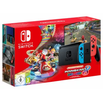 Nintendo Switch + Mario Kart 8 Deluxe pārnēsājamā spēļu konsole 15,8 cm (6,2 collas) 32 GB skārienjūtīgs ekrāns Wi-Fi melna, zila, sarkana