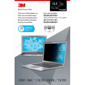 3M privātuma filtrs 13,3 collu platekrāna klēpjdatoram, 33,8 cm (13,3 collas), 16:9, klēpjdatoram, bezrāmja displeja privātuma filtrs, pretatspīduma