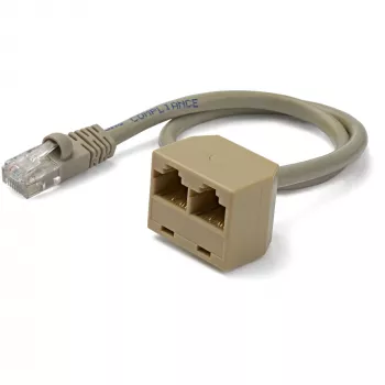 StarTech.com 2 pret 1 RJ45 sadalītāja kabeļa adapteris - F/M, 10/100Base-T(X), Cat5e, pelēks, polivinilhlorīds (PVC), 0,33 m, vīrietis/sieviete