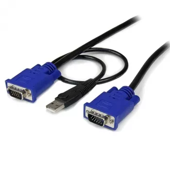 StarTech.com 10 pēdu īpaši plāns USB VGA 2-in-1 KVM kabelis, 3 m, VGA, melns, USB, USB A + VGA, VGA