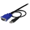 StarTech.com 10 pēdu īpaši plāns USB VGA 2-in-1 KVM kabelis, 3 m, VGA, melns, USB, USB A + VGA, VGA