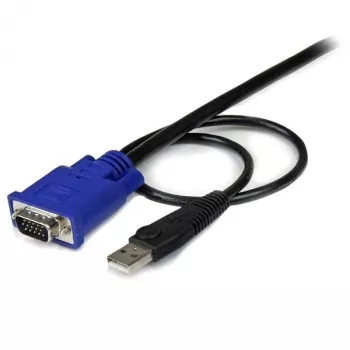 StarTech.com 10 pēdu īpaši plāns USB VGA 2-in-1 KVM kabelis, 3 m, VGA, melns, USB, USB A + VGA, VGA