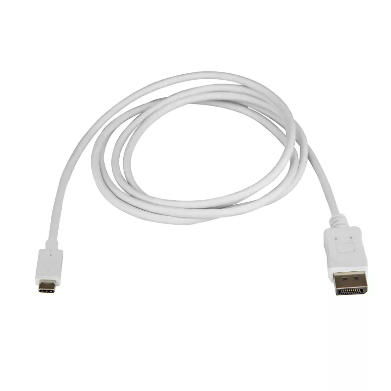 StarTech.com 1,8 m USB-C uz DisplayPort 1.2 kabelis 4K 60Hz - USB-C uz DisplayPort adaptera kabelis HBR2 - USB Type-C DP Alt Mode uz DP monitora video kabelis - darbojas ar Thunderbolt 3 - Balts