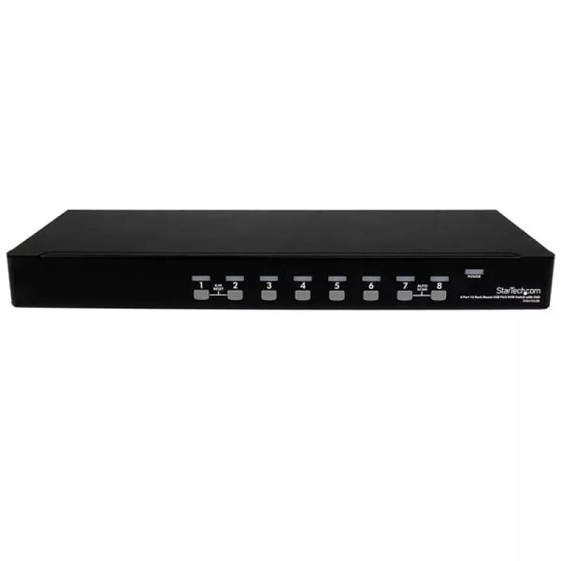 StarTech.com 8 portu 1U plauktā montējams USB PS/2 KVM slēdzis ar OSD