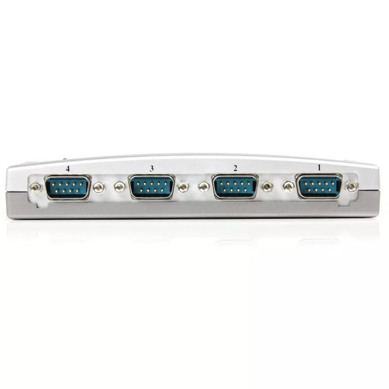 StarTech.com 4 portu USB–RS232 seriālais DB9 adaptera centrmezgls, USB, seriālais, sudraba krāsā, plastmasa, CE, FCC, RoHS, 1 W