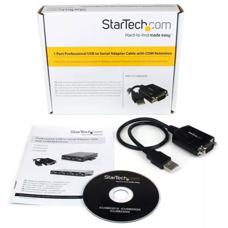 StarTech.com 6 pēdas (1,8 m) 1 porta profesionālais USB–seriālā adaptera kabelis ar COM saglabāšanu, USB–RS232 adapteris — TAA