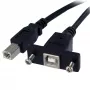 StarTech.com 1 pēdas paneļa montāžas USB kabelis B uz B - vīr./siev., 0,3 m, USB B, USB B, USB 2.0, 0,48 Gbit/s, melns