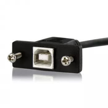 StarTech.com 1 pēdas paneļa montāžas USB kabelis B uz B - vīr./siev., 0,3 m, USB B, USB B, USB 2.0, 0,48 Gbit/s, melns