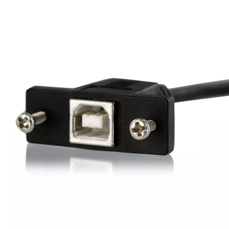 StarTech.com 1 pēdas paneļa montāžas USB kabelis B uz B - vīr./siev., 0,3 m, USB B, USB B, USB 2.0, 0,48 Gbit/s, melns