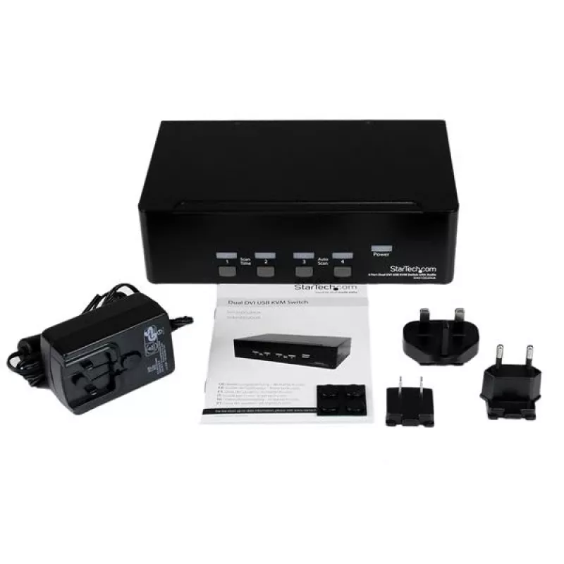StarTech.com 4 portu divu DVI USB KVM slēdzis ar audio un USB 2.0 centrmezglu
