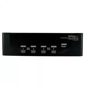 StarTech.com 4 portu DVI VGA divu monitoru KVM slēdzis USB ar audio un USB 2.0 centrmezglu