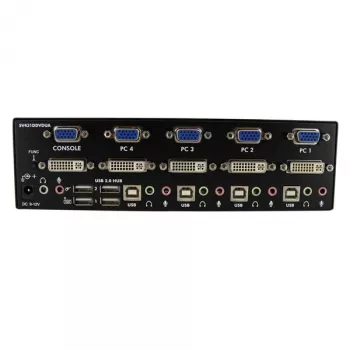 StarTech.com 4 portu DVI VGA divu monitoru KVM slēdzis USB ar audio un USB 2.0 centrmezglu