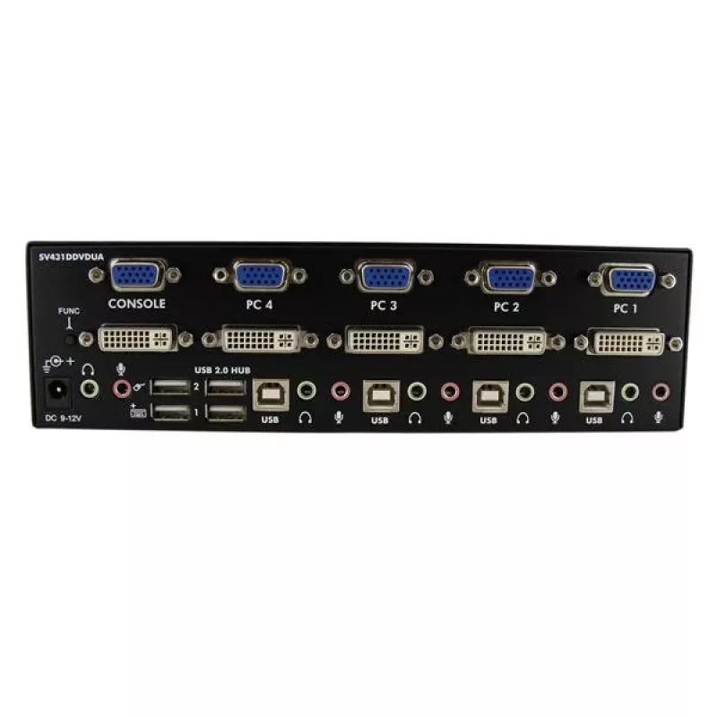 StarTech.com 4 portu DVI VGA divu monitoru KVM slēdzis USB ar audio un USB 2.0 centrmezglu