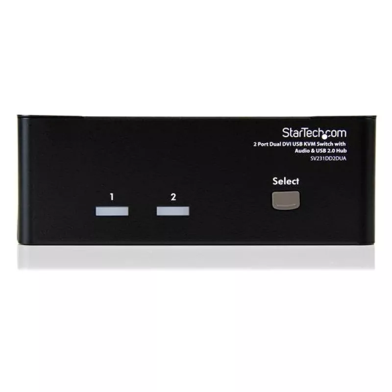 StarTech.com 2 pieslēgvietu dubultā DVI USB KVM slēdzis ar audio un USB 2.0 centrmezglu
