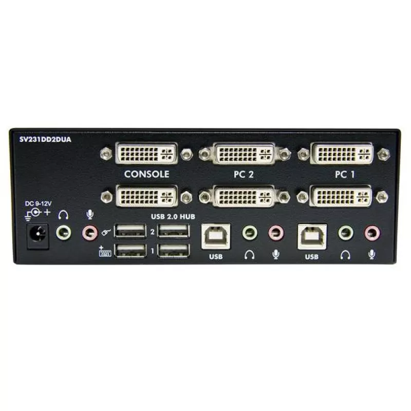 StarTech.com 2 pieslēgvietu dubultā DVI USB KVM slēdzis ar audio un USB 2.0 centrmezglu