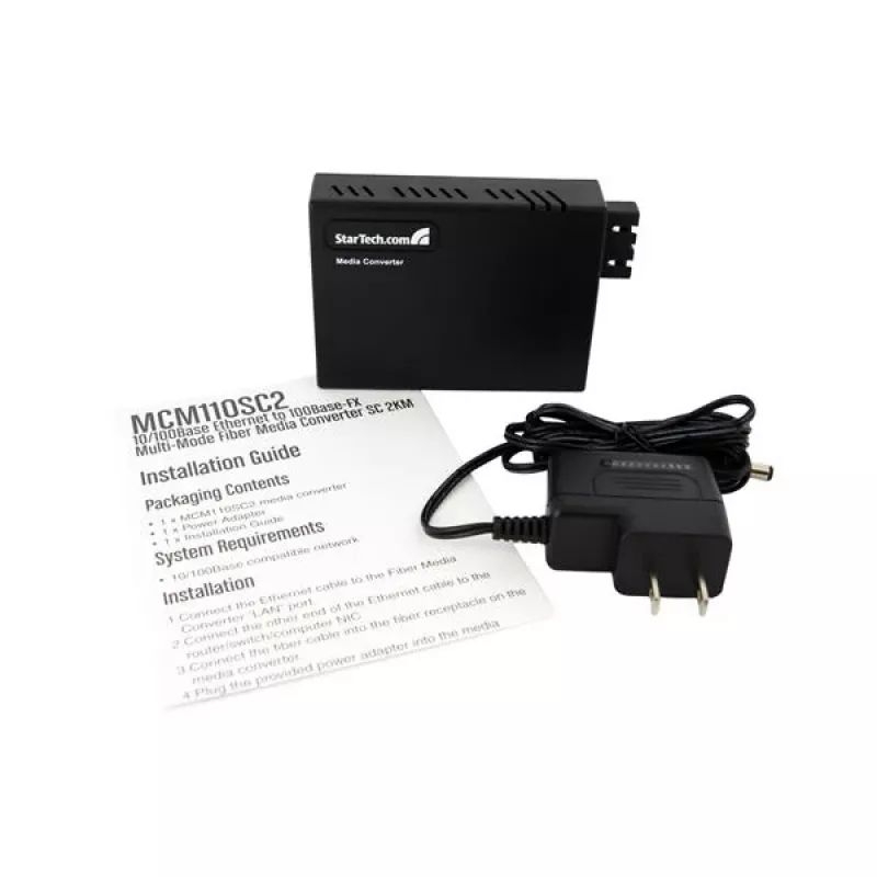 StarTech.com 10/100 vairāku režīmu optiskās šķiedras Ethernet multivides pārveidotājs SC 2 km