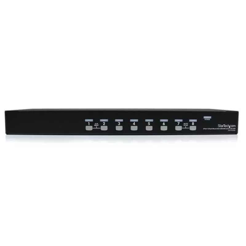 StarTech.com 8 pieslēgvietu 1U plauktā montējams USB KVM slēdzis ar OSD, 1920 x 1440 pikseļi, montāža plauktā, 1U, melns