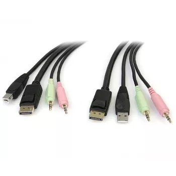 StarTech.com 6 pēdu 4-in-1 USB DisplayPort KVM slēdža kabelis ar audio un mikrofonu