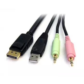 StarTech.com 6 pēdu 4-in-1 USB DisplayPort KVM slēdža kabelis ar audio un mikrofonu