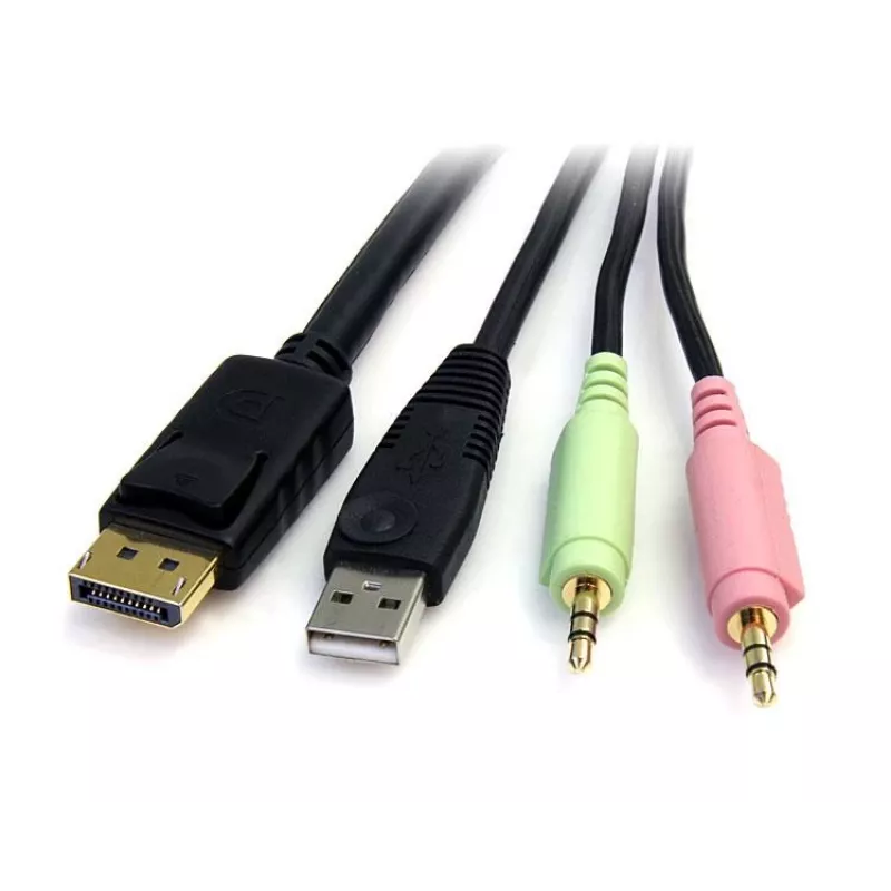 StarTech.com 6 pēdu 4-in-1 USB DisplayPort KVM slēdža kabelis ar audio un mikrofonu