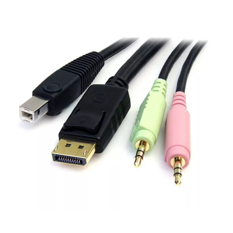 StarTech.com 6 pēdu 4-in-1 USB DisplayPort KVM slēdža kabelis ar audio un mikrofonu