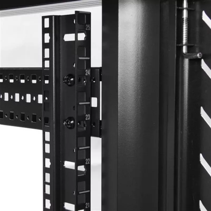 StarTech.com 4-stabu 25U serveru statīva skapis, bloķējams 19 collu datu statīva skapis datoru / AV / IT aprīkojumam, biroja / mājas tīkla statīvs ar ritentiņiem un regulējamām montāžas sliedēm