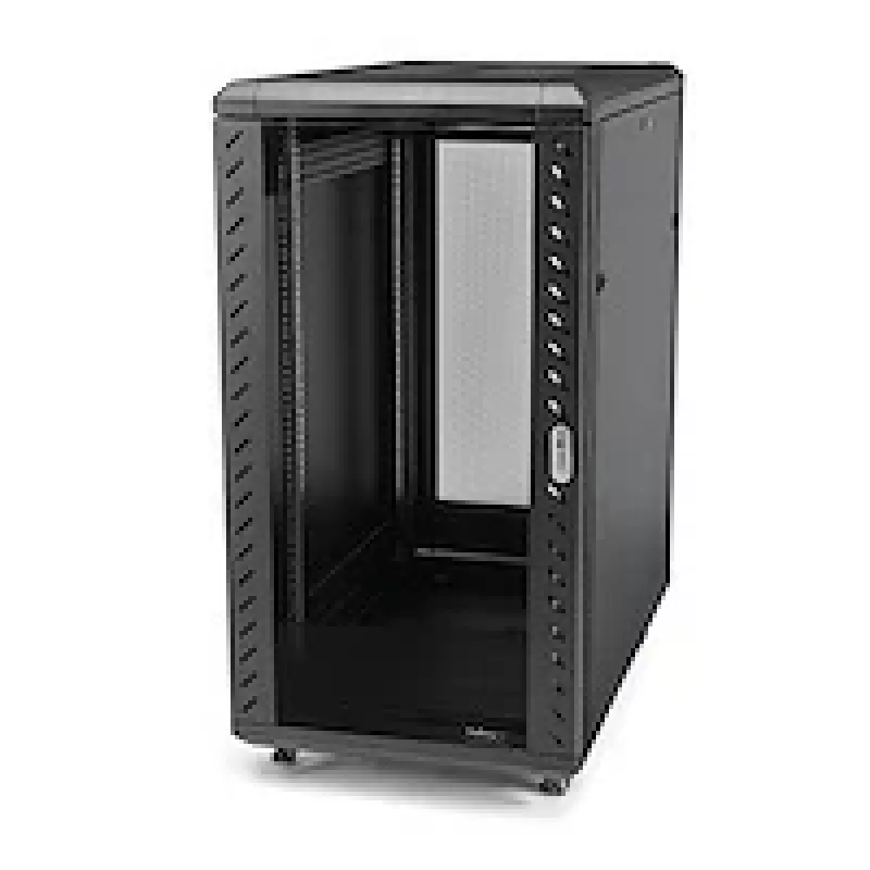 StarTech.com 4-stabu 25U serveru statīva skapis, bloķējams 19 collu datu statīva skapis datoru / AV / IT aprīkojumam, biroja / mājas tīkla statīvs ar ritentiņiem un regulējamām montāžas sliedēm