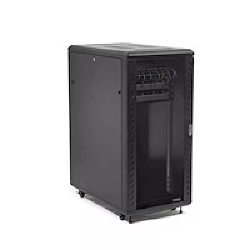 StarTech.com 4-stabu 25U serveru statīva skapis, bloķējams 19 collu datu statīva skapis datoru / AV / IT aprīkojumam, biroja / mājas tīkla statīvs ar ritentiņiem un regulējamām montāžas sliedēm