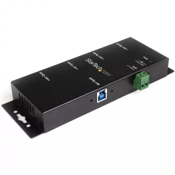 StarTech.com 4-Port Industrial USB 3.0 Hub ar ESD Protection~4-Port USB 3.0 Hub - 5Gbps - Metal Industrial USB-A Hub - Wall or Desk Mountable USB Data Hub - TAA Compliant USB Expander Hub