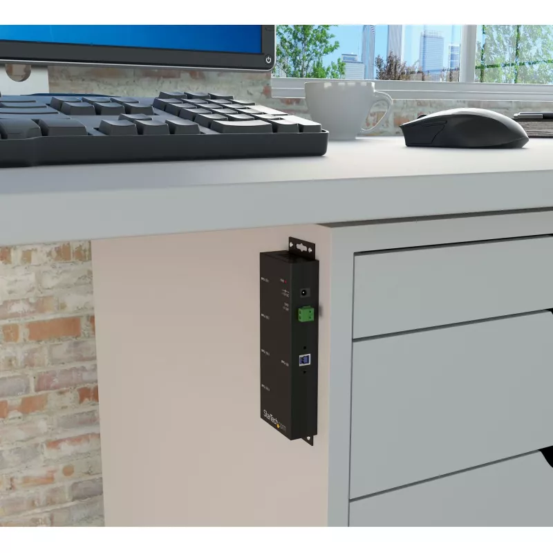 StarTech.com 4-Port Industrial USB 3.0 Hub ar ESD Protection~4-Port USB 3.0 Hub - 5Gbps - Metal Industrial USB-A Hub - Wall or Desk Mountable USB Data Hub - TAA Compliant USB Expander Hub