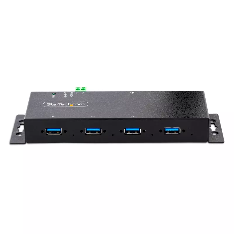 StarTech.com 4-Port Industrial USB 3.0 Hub ar ESD Protection~4-Port USB 3.0 Hub - 5Gbps - Metal Industrial USB-A Hub - Wall or Desk Mountable USB Data Hub - TAA Compliant USB Expander Hub